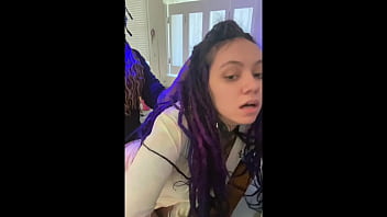 Hooded dude arches over latina spanish dreadhead and breeds her in kitchen from the rear